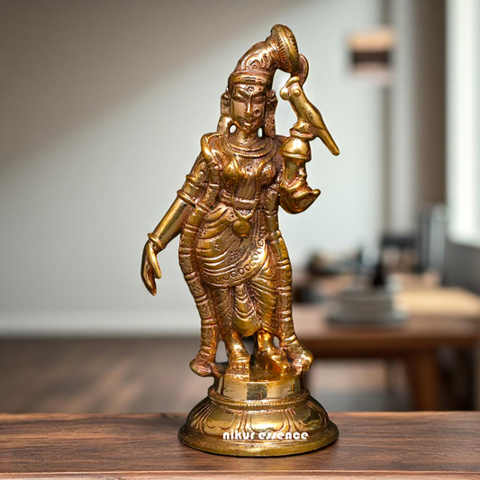Goddess Apsara Andal Standing with parrot Panchaloha idol - 3 Inches Nikuressence