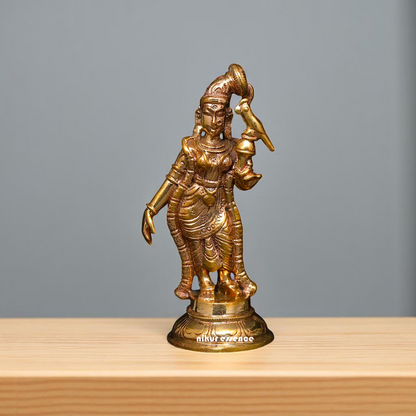 Goddess Apsara Andal Standing with parrot Panchaloha idol - 3 Inches Nikuressence