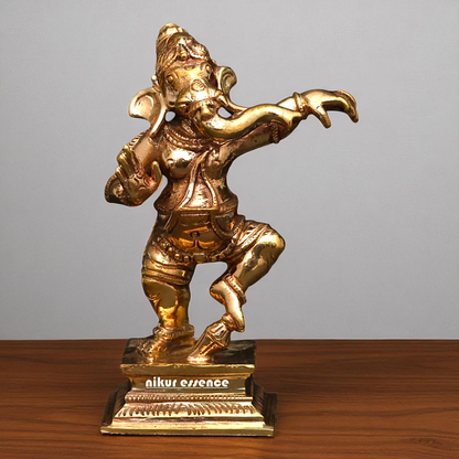 Lord Vinayaka Ganesha Dancing Bronze/Panchaloha idol - 3 Inches Nikuressence