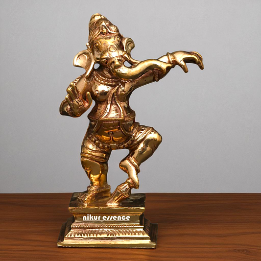 Lord Vinayaka Ganesha Dancing Bronze/Panchaloha idol - 3 Inches Nikuressence