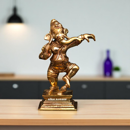 Lord Vinayaka Ganesha Dancing Bronze/Panchaloha idol - 3 Inches Nikuressence