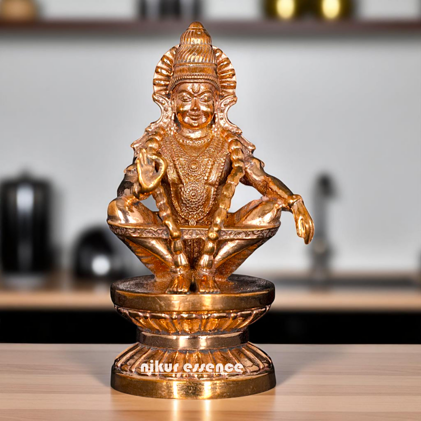 Lord Ayyappan Murugan swamy seated with Blessing Bronze/Panchaloha statue - 3 Inches Nikuressence