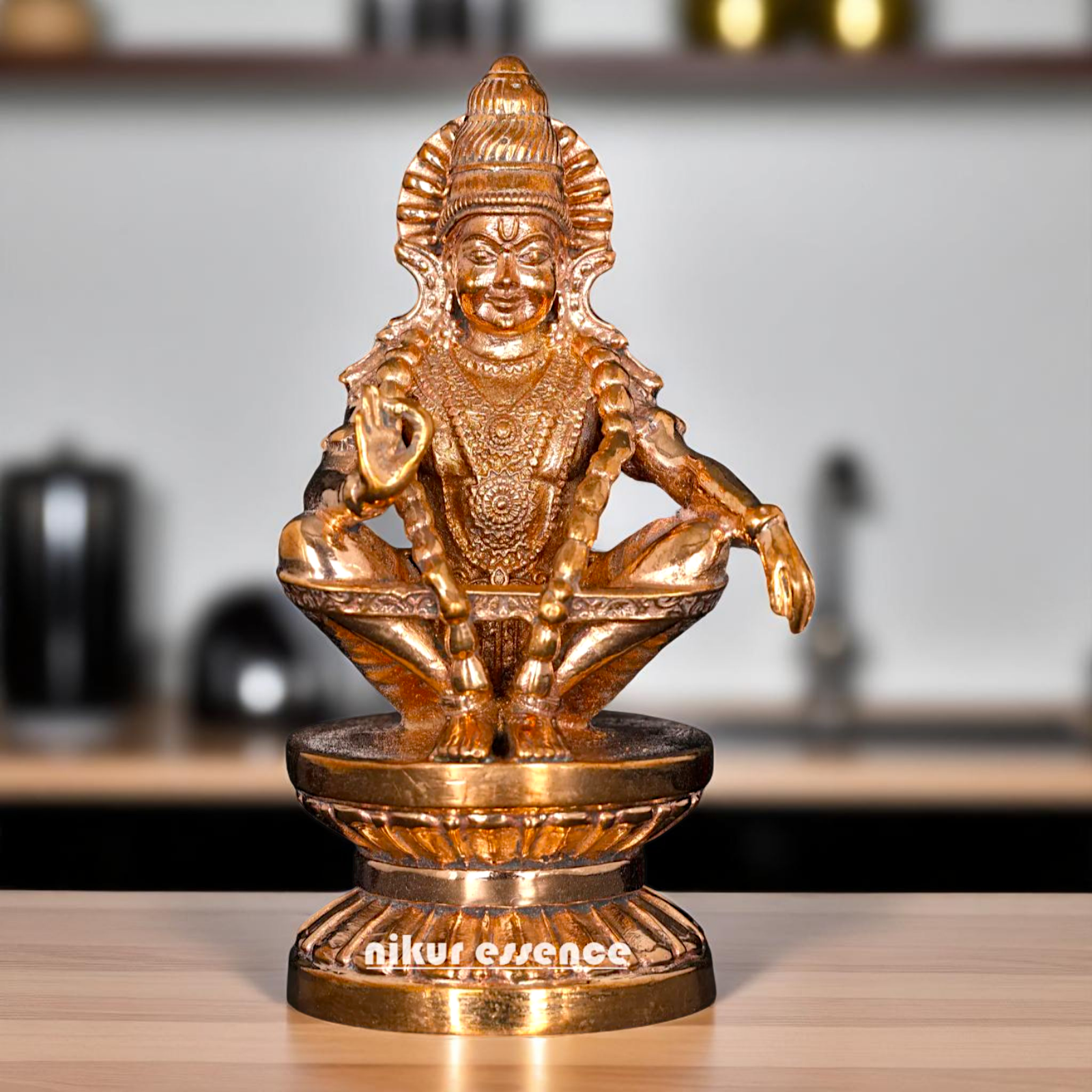 Lord Ayyappan Murugan swamy seated with Blessing Bronze/Panchaloha statue - 3 Inches Nikuressence
