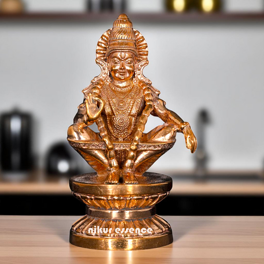 Lord Ayyappan Murugan swamy seated with Blessing Bronze/Panchaloha statue - 3 Inches Nikuressence