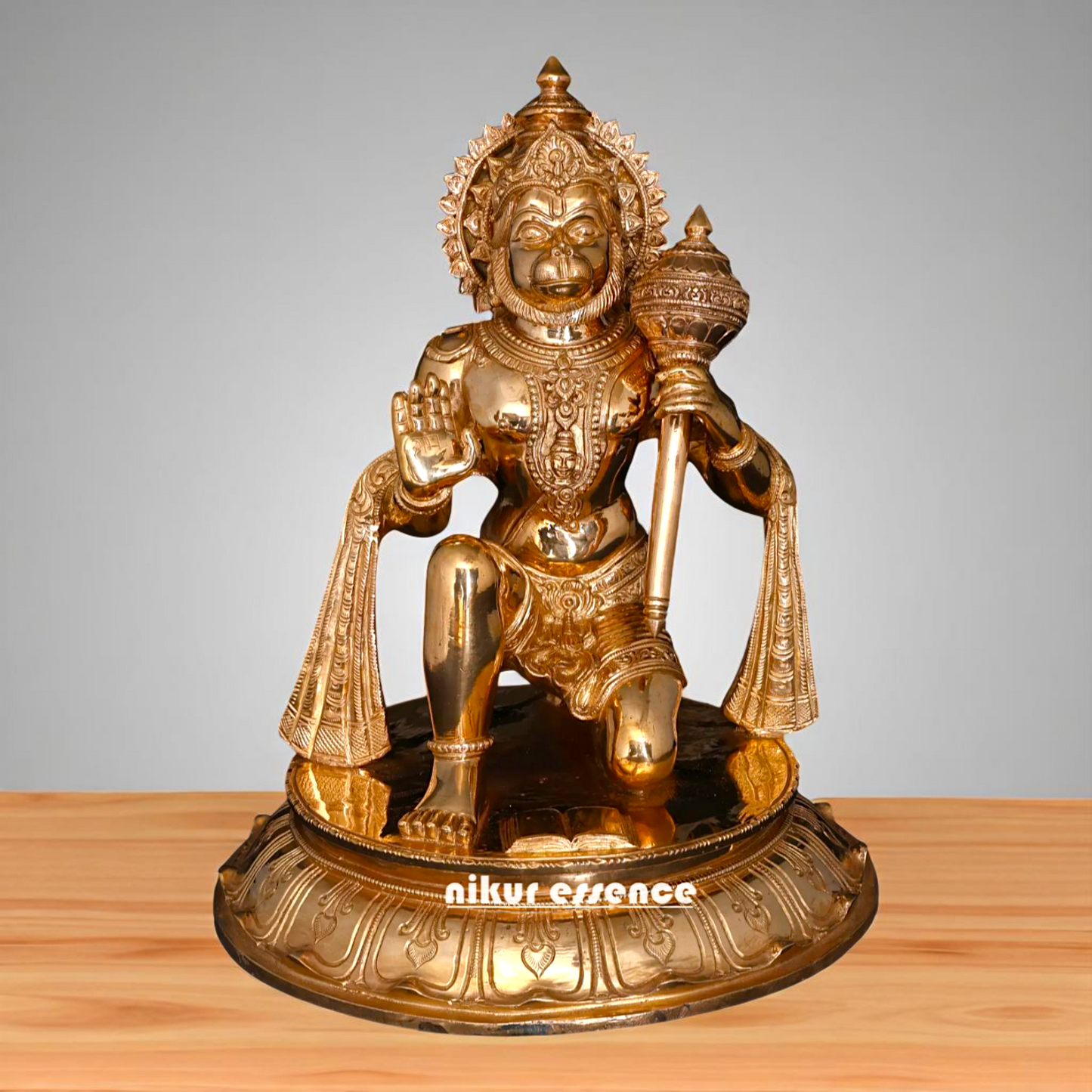 Hanuman ji seated with Blessing hold mace Bronze/Panchaloha idol - 14 Inches Nikuressence