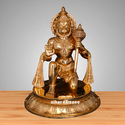 Hanuman ji seated with Blessing hold mace Bronze/Panchaloha idol - 14 Inches Nikuressence