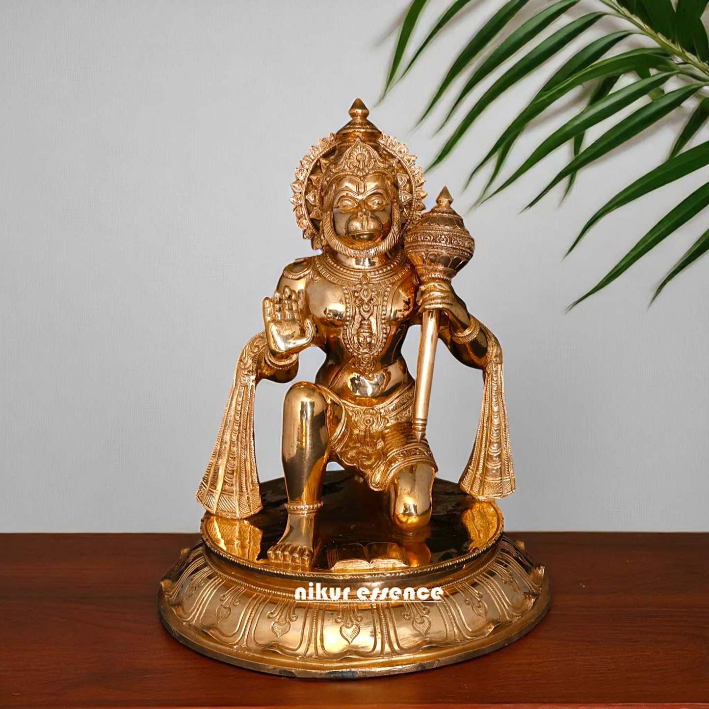 Hanuman ji seated with Blessing hold mace Bronze/Panchaloha idol - 14 Inches Nikuressence