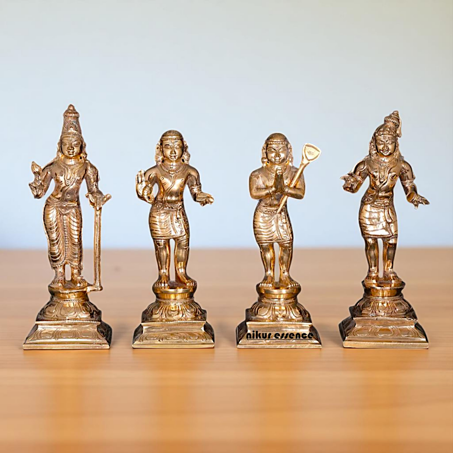 Bronze/Panchaloha Nalvar set standing with Blessing statue - 6 Inches Nikuressence