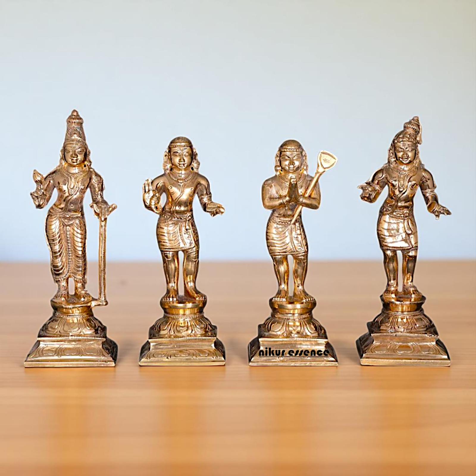 Bronze/Panchaloha Nalvar set standing with Blessing statue - 6 Inches Nikuressence