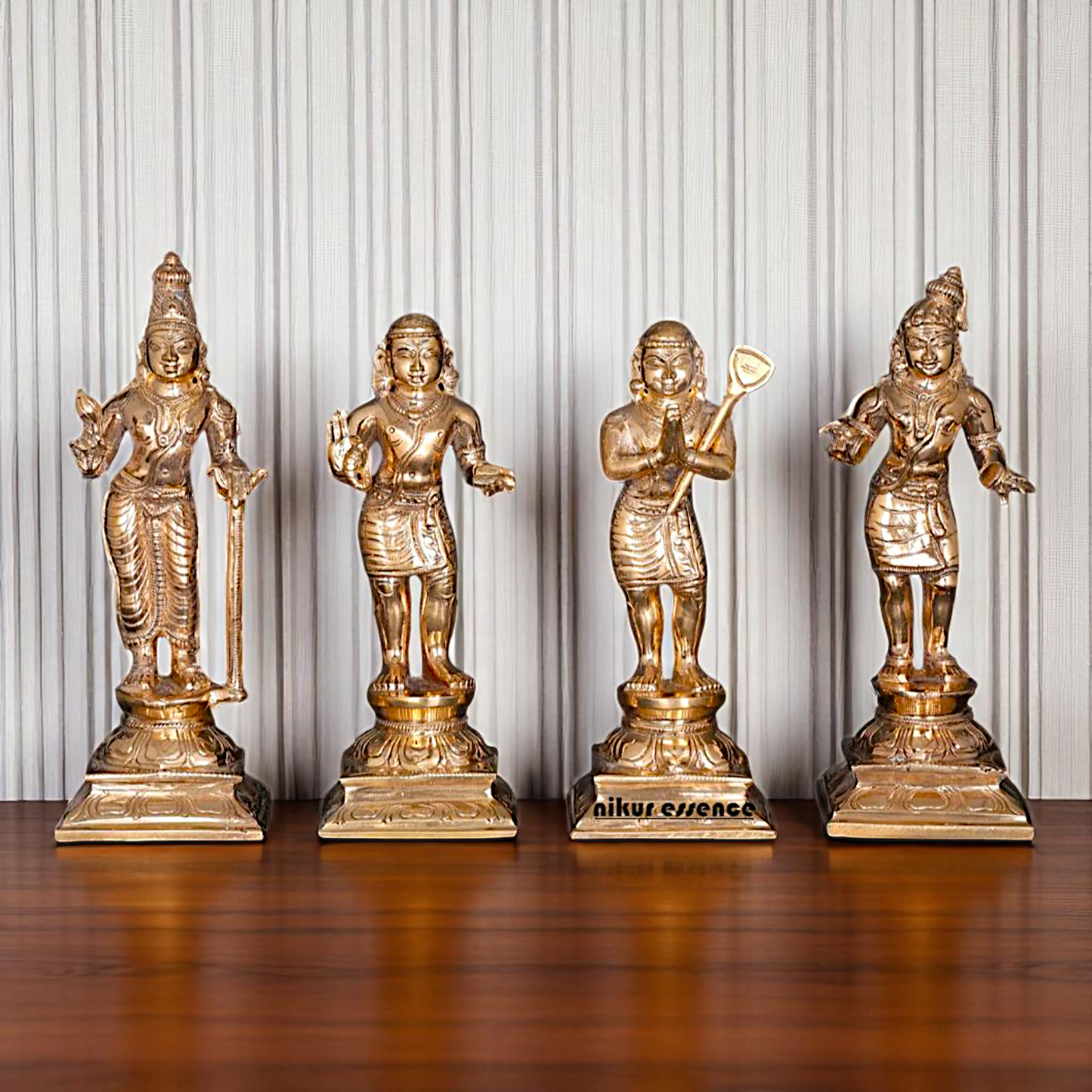 Bronze/Panchaloha Nalvar set standing with Blessing statue - 6 Inches Nikuressence