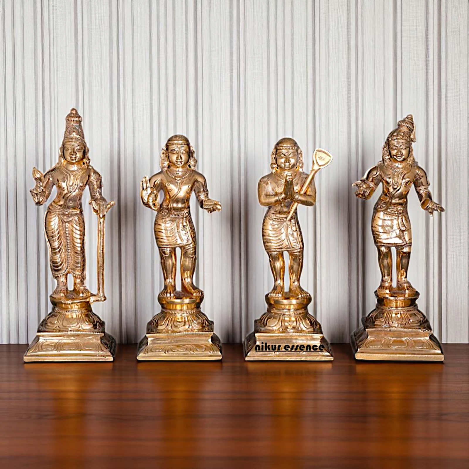 Bronze/Panchaloha Nalvar set standing with Blessing statue - 6 Inches Nikuressence