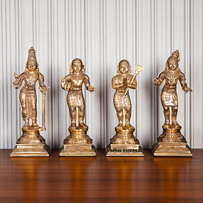 Bronze/Panchaloha Nalvar set standing with Blessing statue - 6 Inches Nikuressence