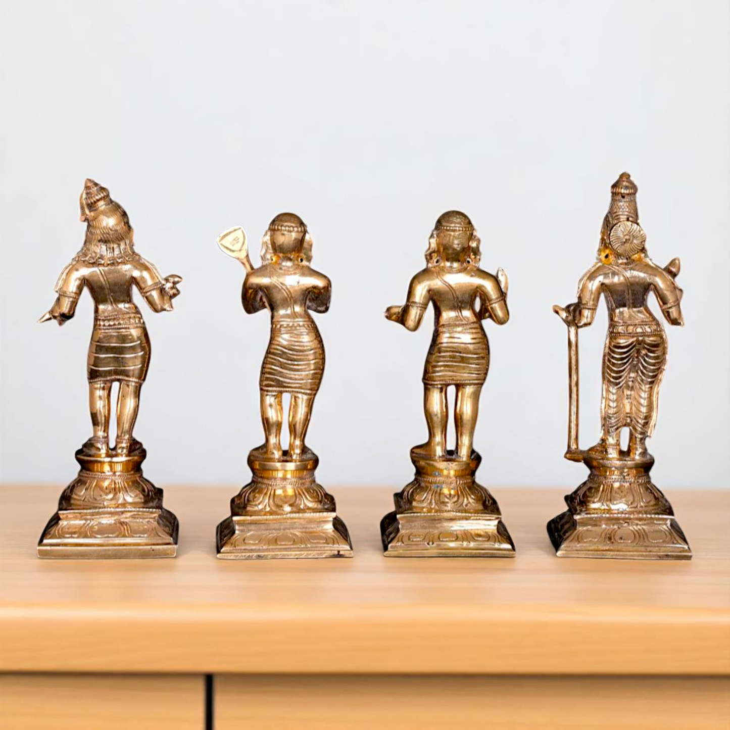 Bronze/Panchaloha Nalvar set standing with Blessing statue - 6 Inches Nikuressence