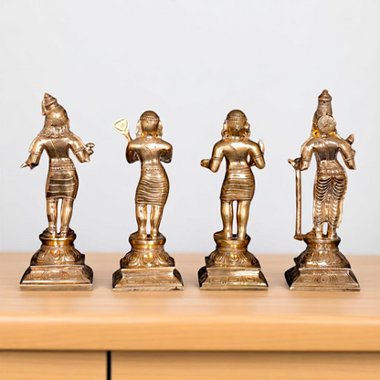 Bronze/Panchaloha Nalvar set standing with Blessing statue - 6 Inches Nikuressence