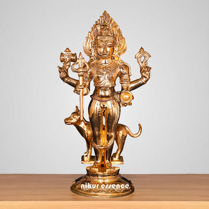 Bronze/Panchaloha Shiva Bhairava standing with Blessing and dog Statue - 5 Inches Nikuressence