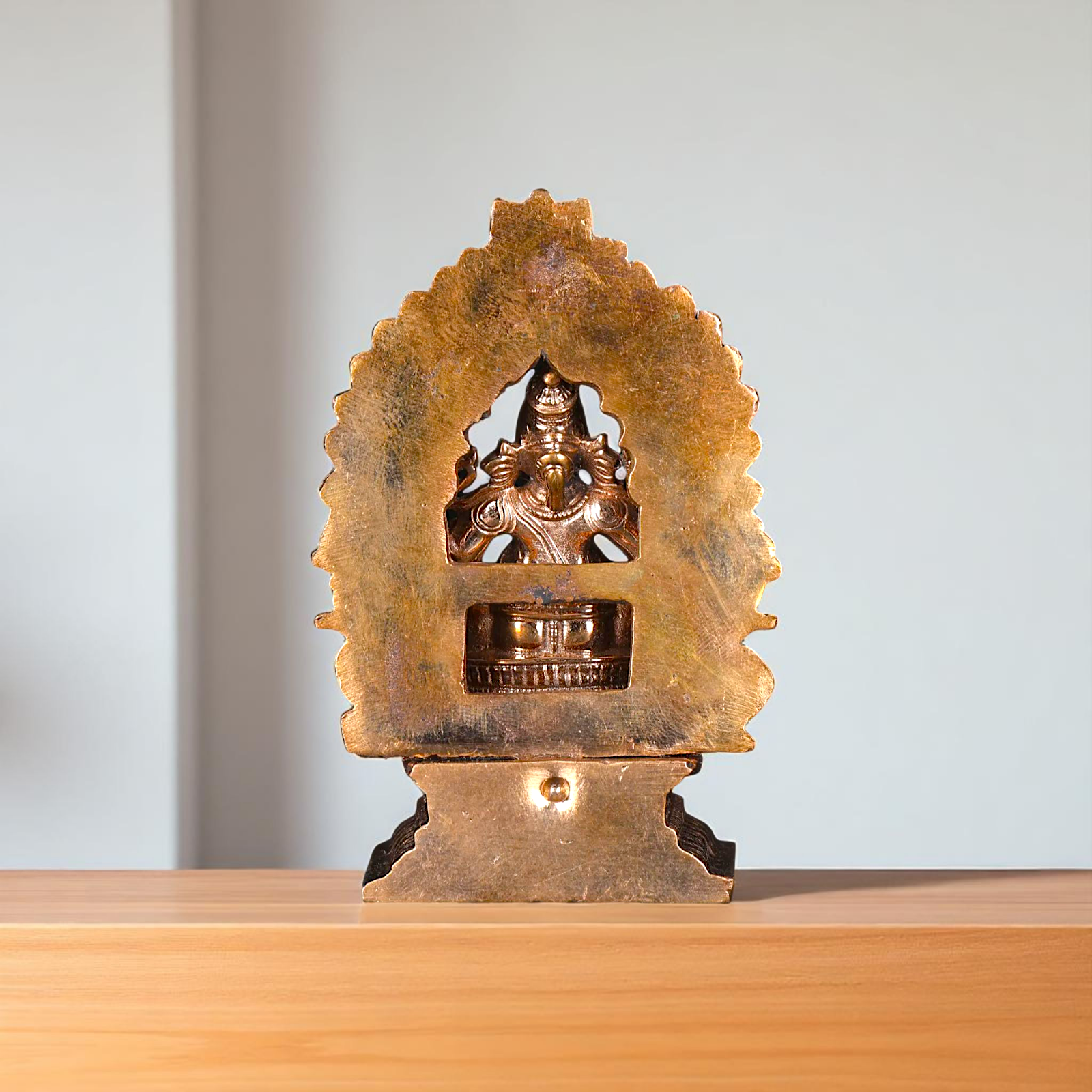 Bronze Ganesha Seated on kirtimukha throne with Four Armed statue - 3 Inches Nikuressence