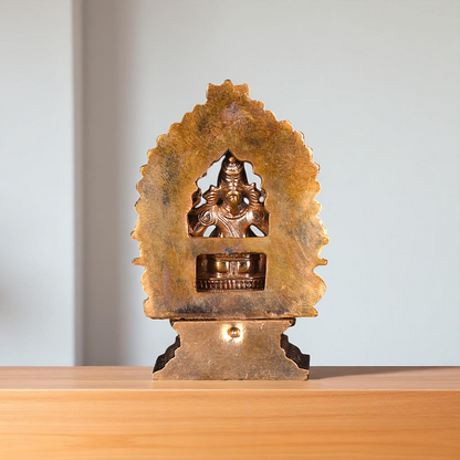 Bronze Ganesha Seated on kirtimukha throne with Four Armed statue - 3 Inches Nikuressence