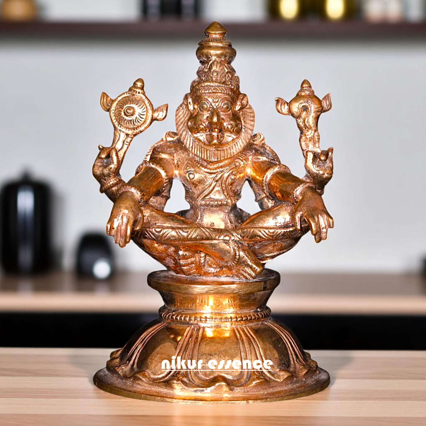 Lord Vishnu's Narasimha Seated on yoga mudra Panchaloha idol - 3 Inches Nikuressence