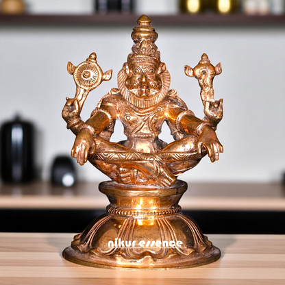 Lord Vishnu's Narasimha Seated on yoga mudra Panchaloha idol - 3 Inches Nikuressence