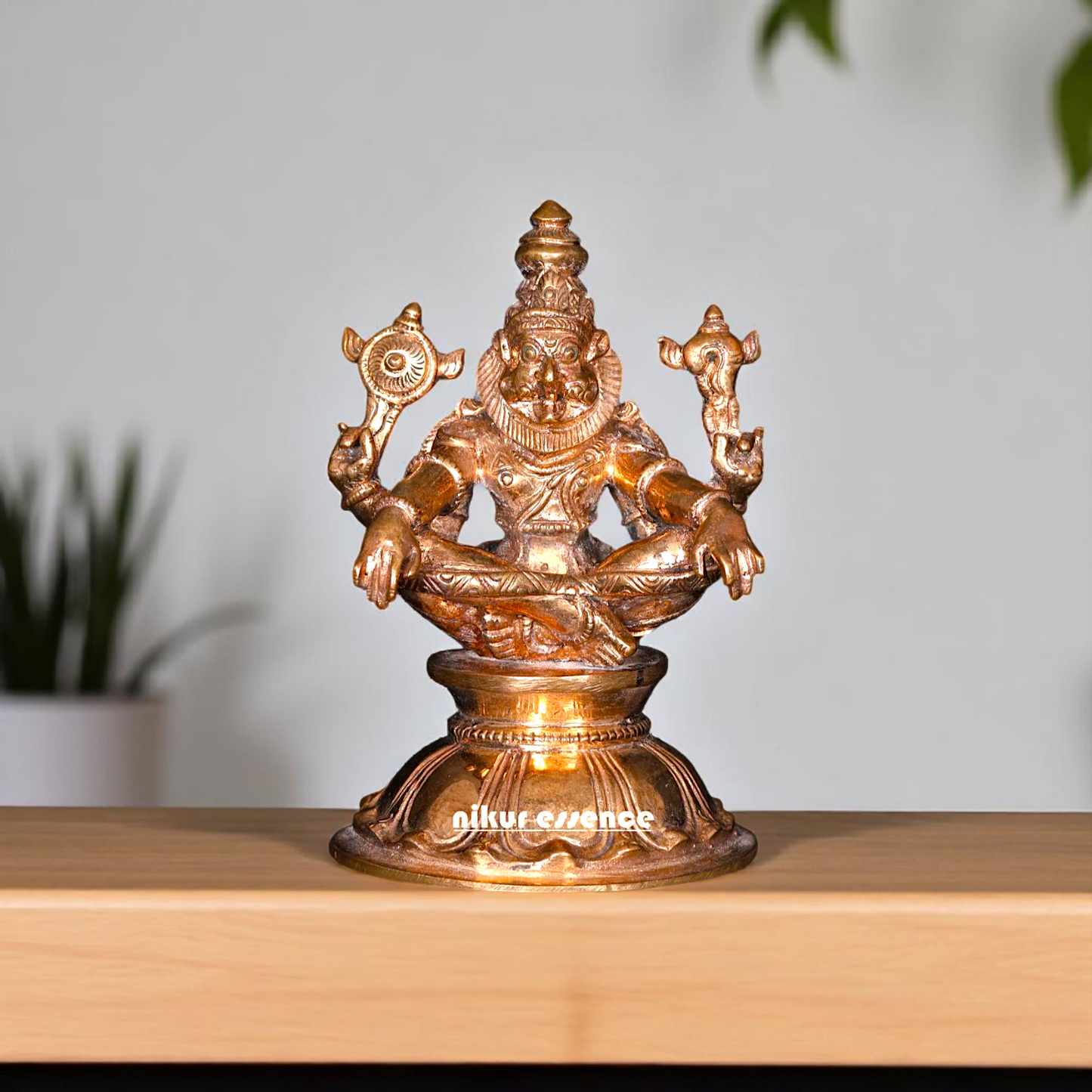 Lord Vishnu's Narasimha Seated on yoga mudra Panchaloha idol - 3 Inches Nikuressence