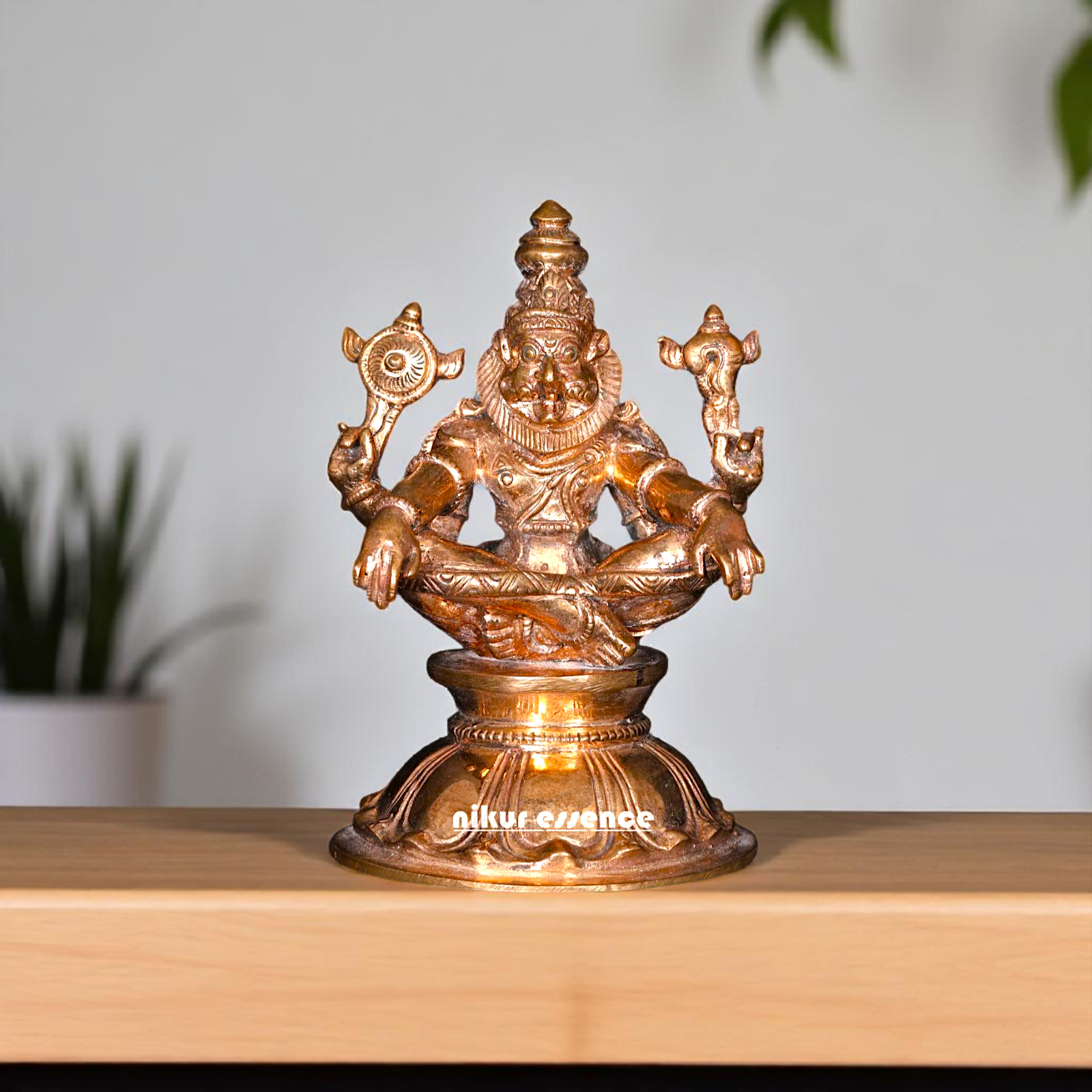 Lord Vishnu's Narasimha Seated on yoga mudra Panchaloha idol - 3 Inches Nikuressence
