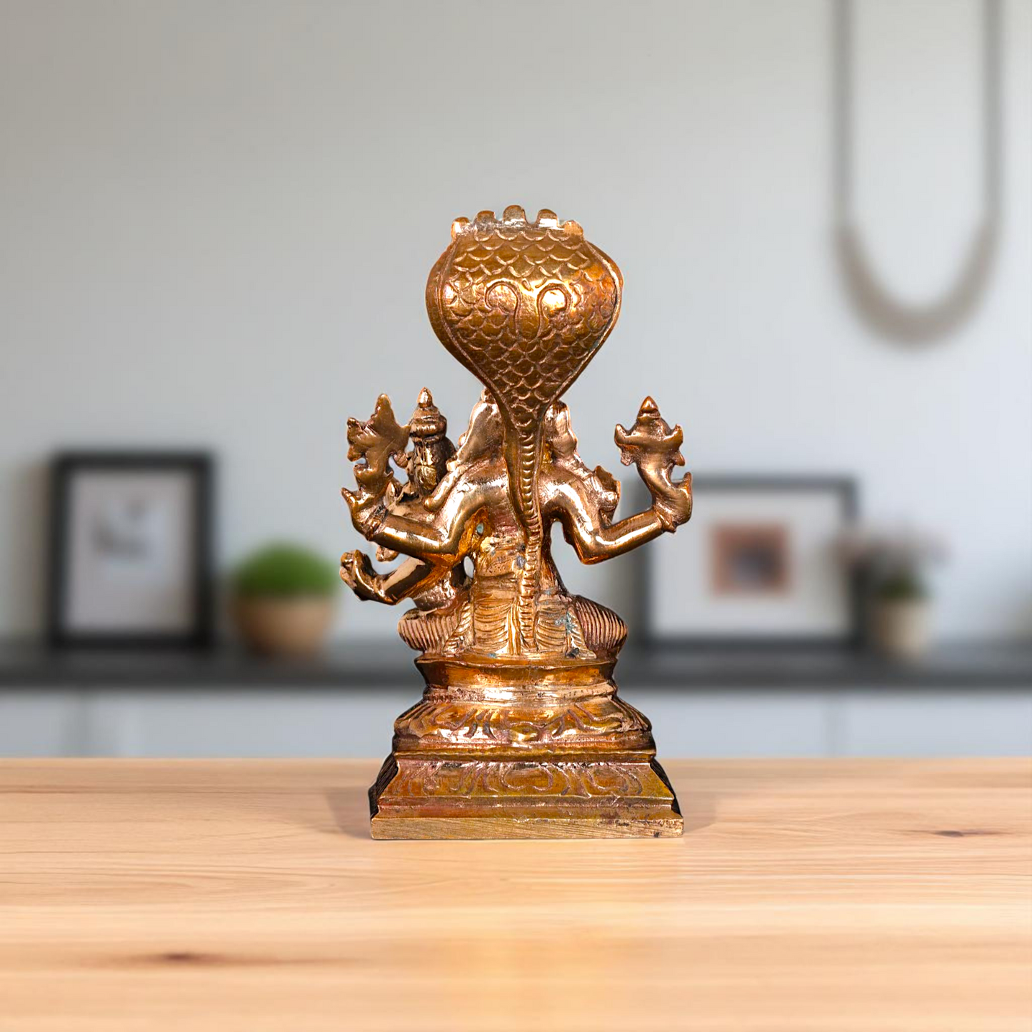 Lord Vishnu Hayagriva with Lakshmi with sheshnag Bronze/Panchaloha idol - 3 Inches Nikuressence