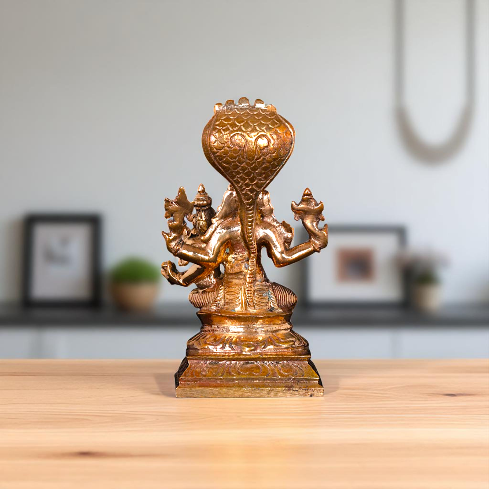 Lord Vishnu Hayagriva with Lakshmi with sheshnag Bronze/Panchaloha idol - 3 Inches Nikuressence