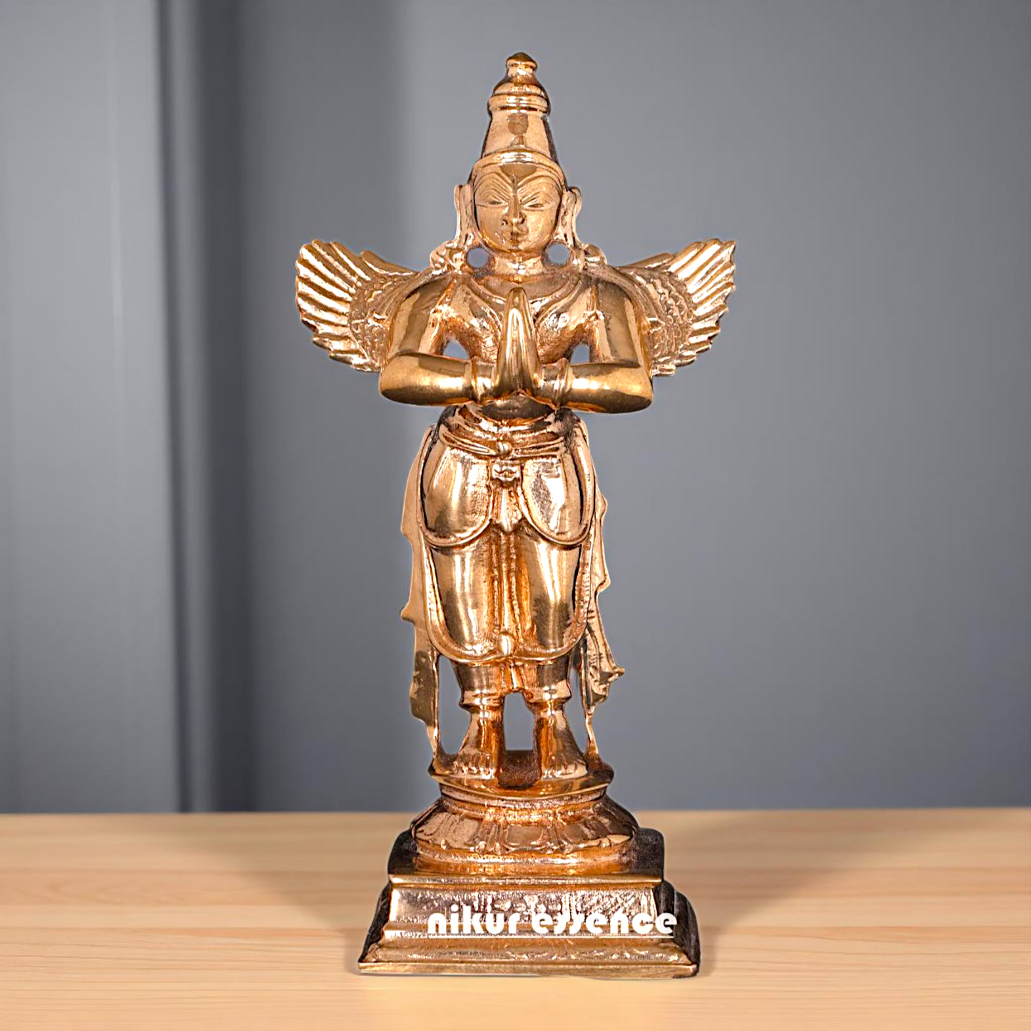 Bronze/Panchaloha Garuda Dev standing with namsakar pose statue - 4 Inches Nikuressence