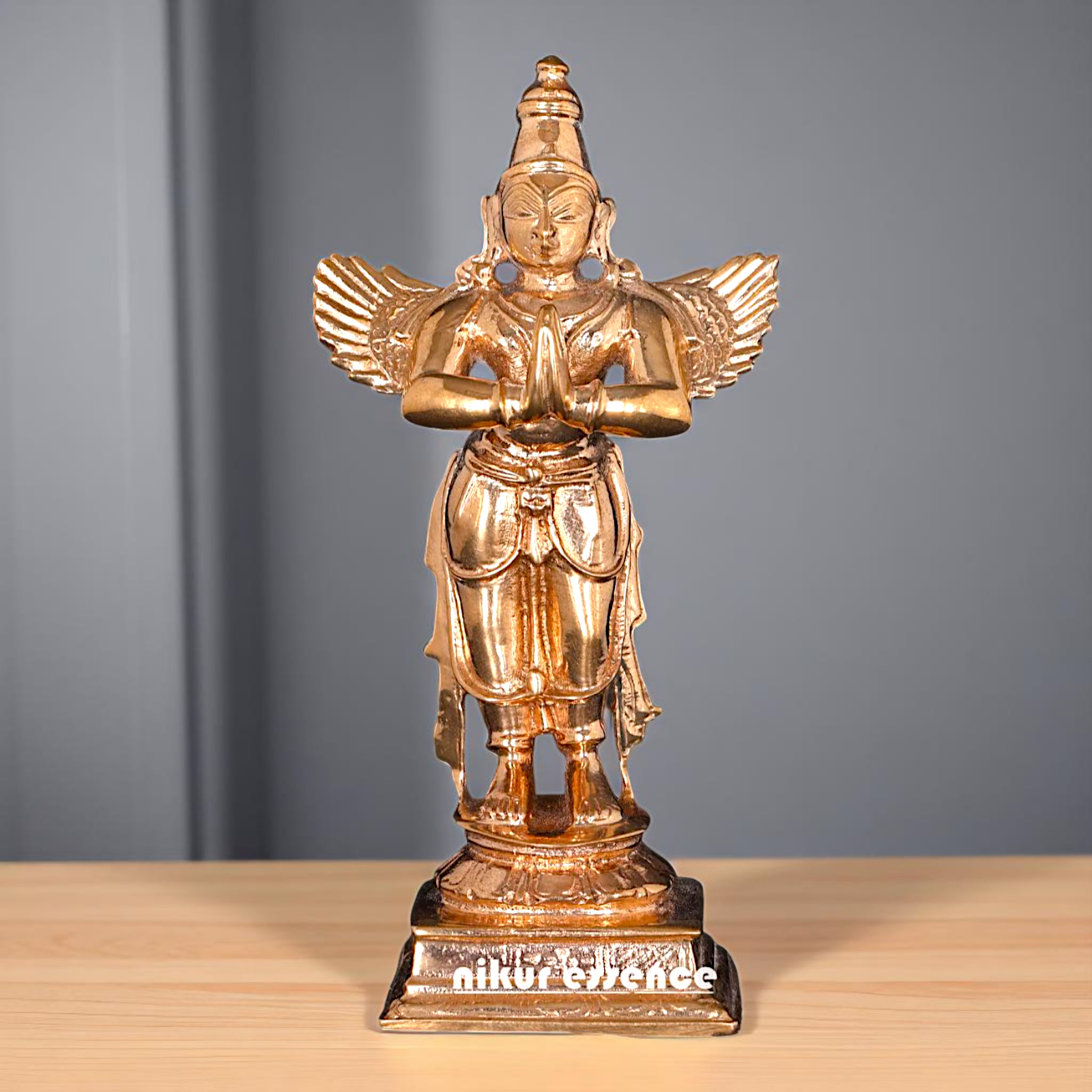 Bronze/Panchaloha Garuda Dev standing with namsakar pose statue - 4 Inches Nikuressence