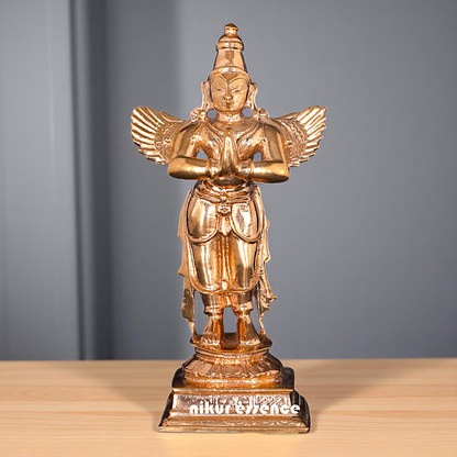 Bronze/Panchaloha Garuda Dev standing with namsakar pose statue - 4 Inches Nikuressence