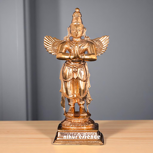 Bronze/Panchaloha Garuda Dev standing with namsakar pose statue - 4 Inches Nikuressence