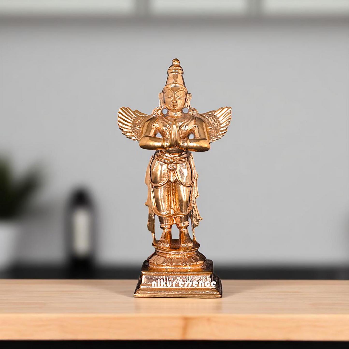 Bronze/Panchaloha Garuda Dev standing with namsakar pose statue - 4 Inches Nikuressence