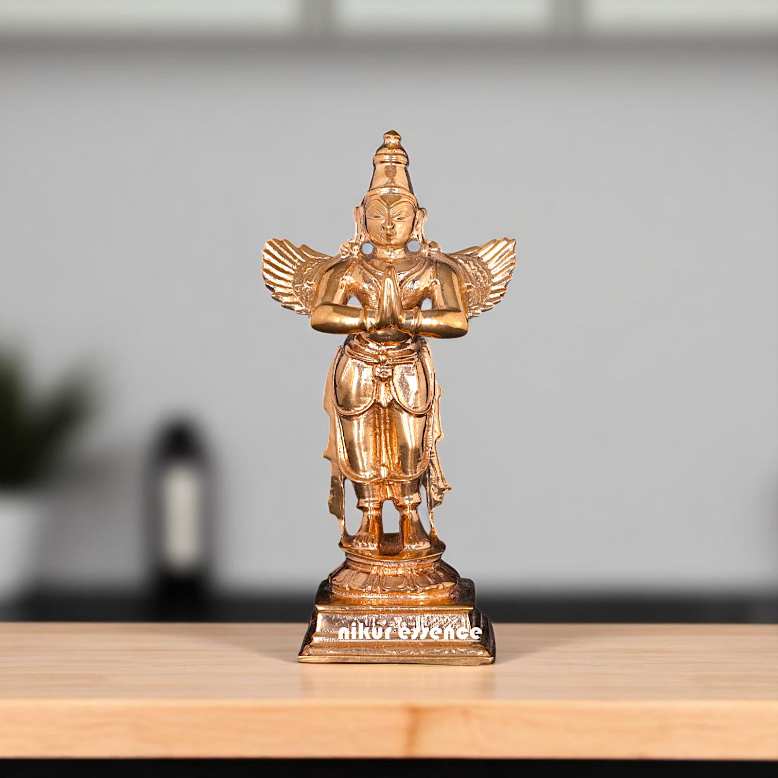 Bronze/Panchaloha Garuda Dev standing with namsakar pose statue - 4 Inches Nikuressence