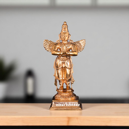 Bronze/Panchaloha Garuda Dev standing with namsakar pose statue - 4 Inches Nikuressence
