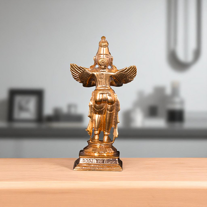 Bronze/Panchaloha Garuda Dev standing with namsakar pose statue - 4 Inches Nikuressence