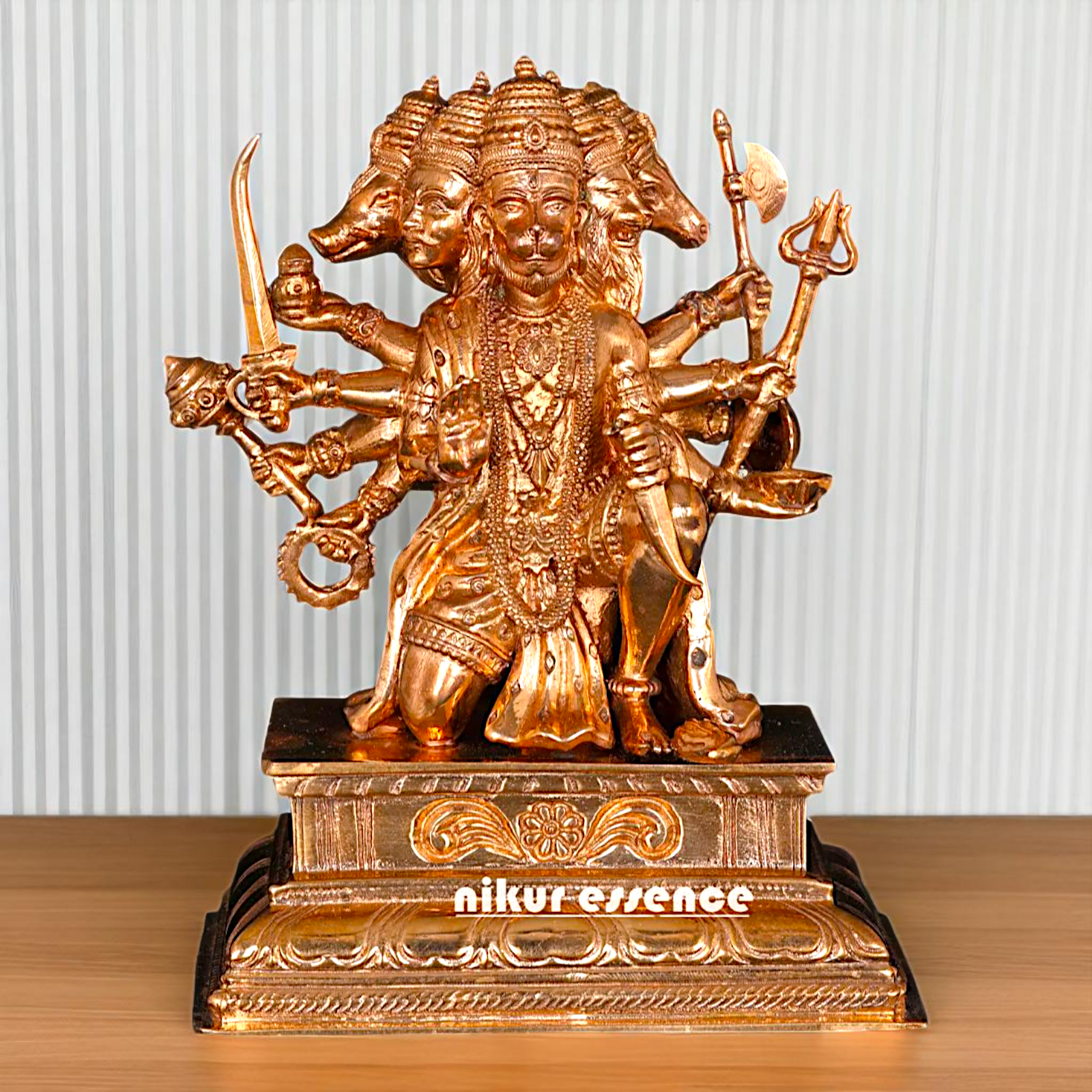 Panchmukhi Hanuman ji seated Bronze/Panchaloha idol - 5 Inches Nikuressence