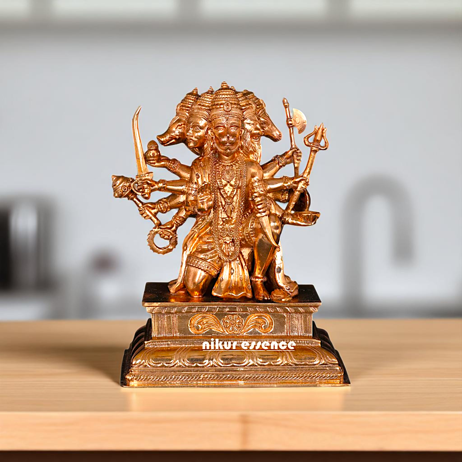 Panchmukhi Hanuman ji seated Bronze/Panchaloha idol - 5 Inches Nikuressence
