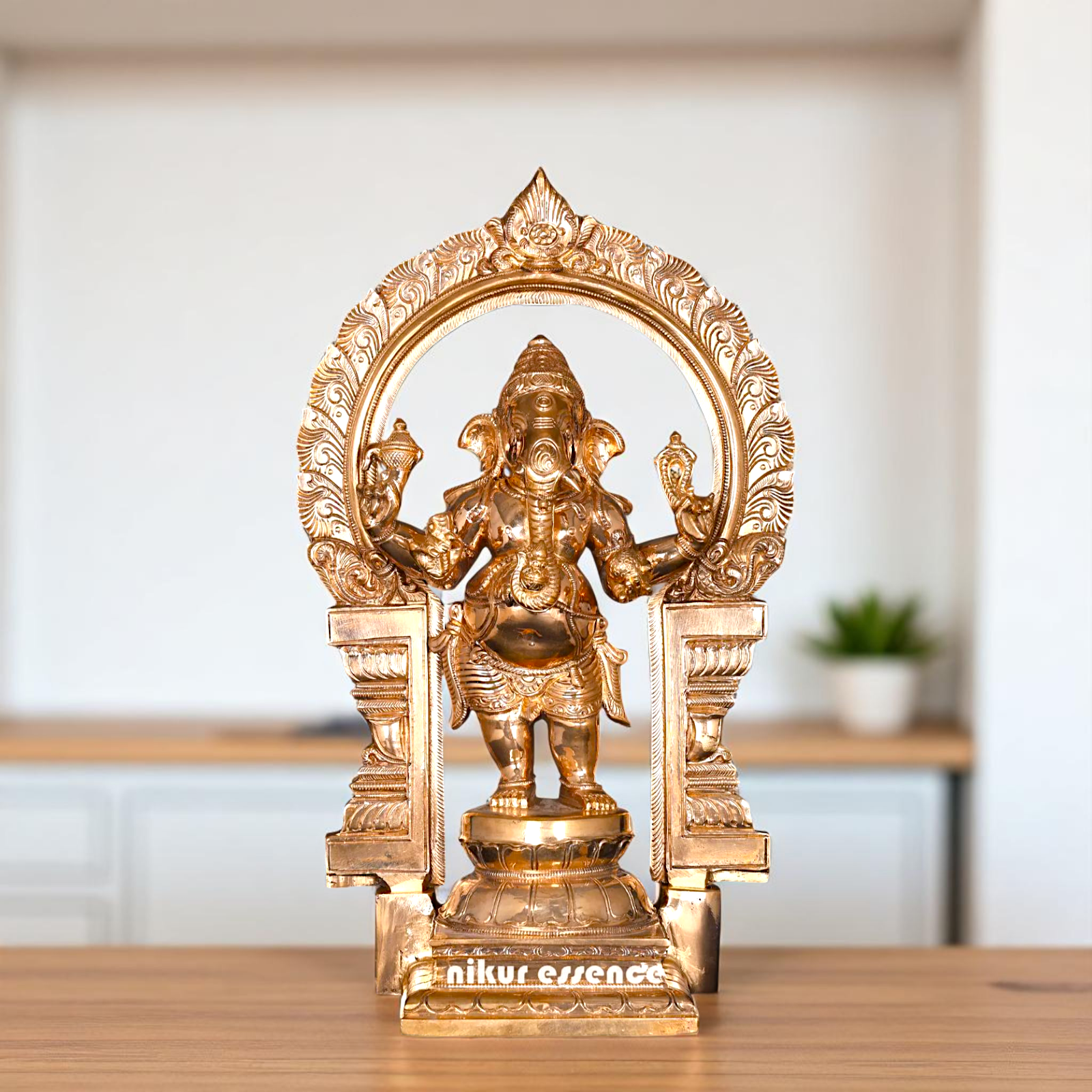 Ganesha Standing with blessing Bronze/Panchaloha idol - 16 inches Nikuressence