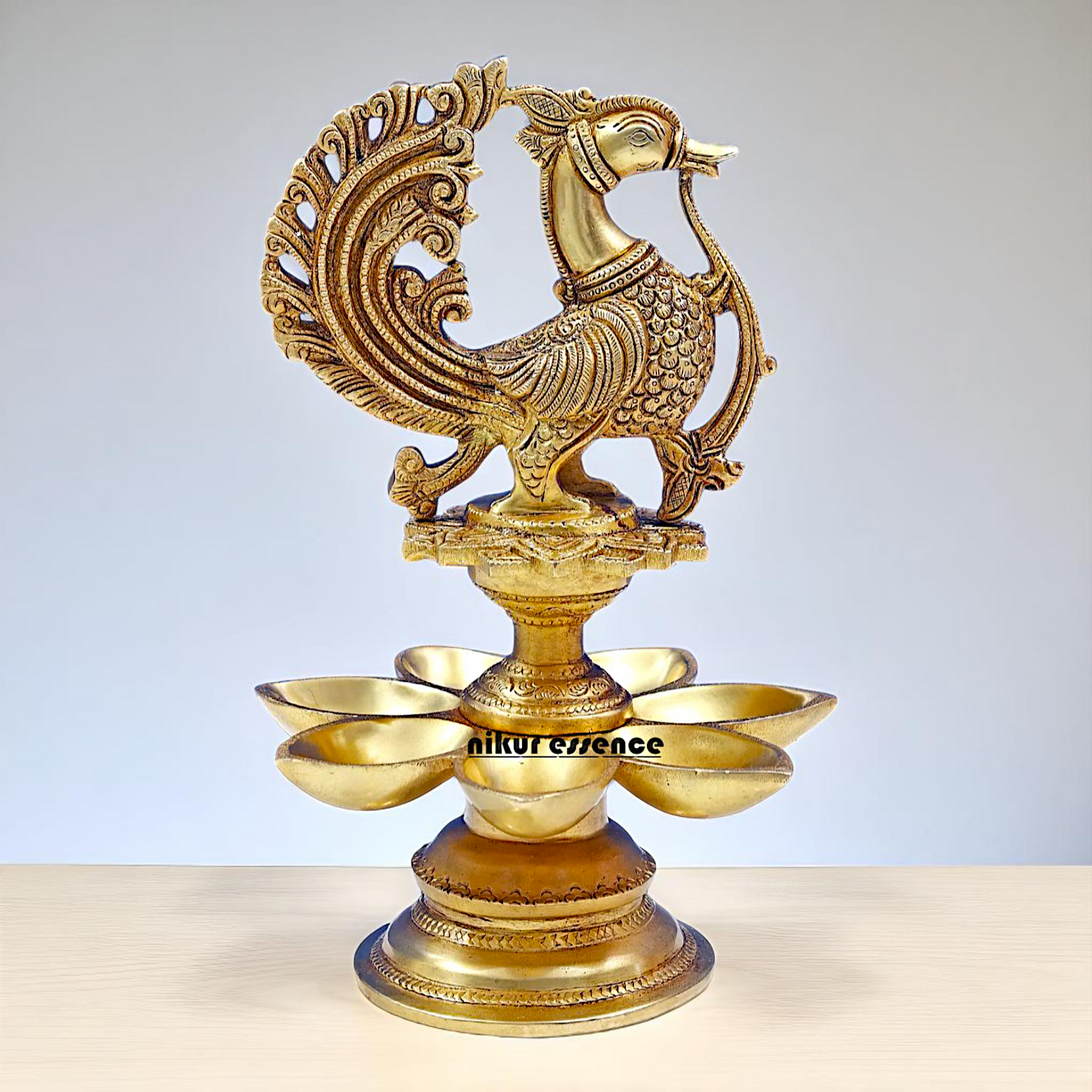 Brass Peacock Diya oil lamp festival Home decor - 1 Feet Nikuressence