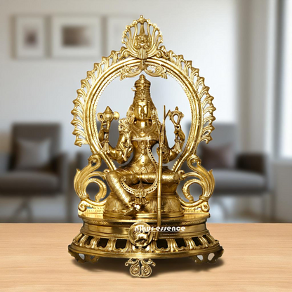 Big Raja Rajeshwari Seated on throne Blessing Bronze/Panchaloha idol - 28 Inches Nikuressence