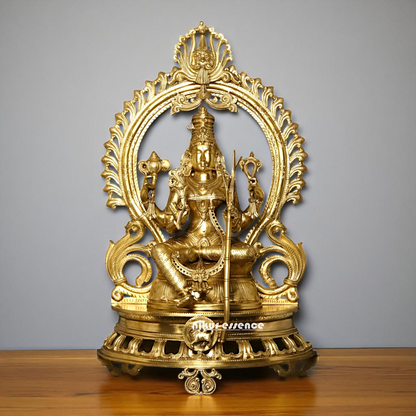 Big Raja Rajeshwari Seated on throne Blessing Bronze/Panchaloha idol - 28 Inches Nikuressence
