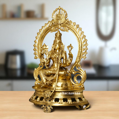 Big Raja Rajeshwari Seated on throne Blessing Bronze/Panchaloha idol - 28 Inches Nikuressence