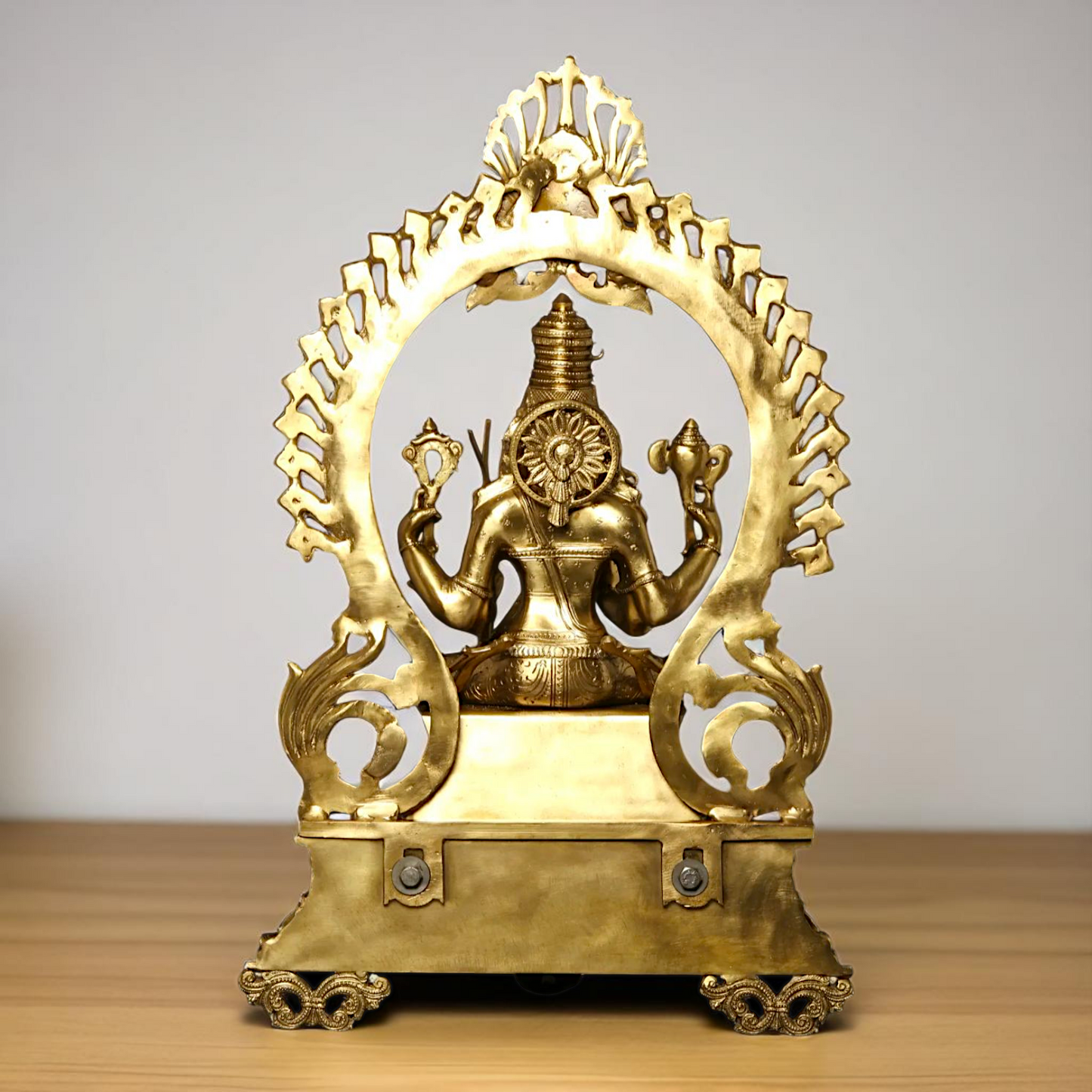 Big Raja Rajeshwari Seated on throne Blessing Bronze/Panchaloha idol - 28 Inches Nikuressence