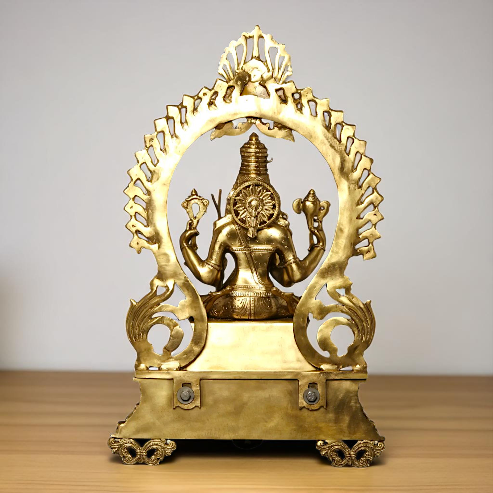Big Raja Rajeshwari Seated on throne Blessing Bronze/Panchaloha idol - 28 Inches Nikuressence