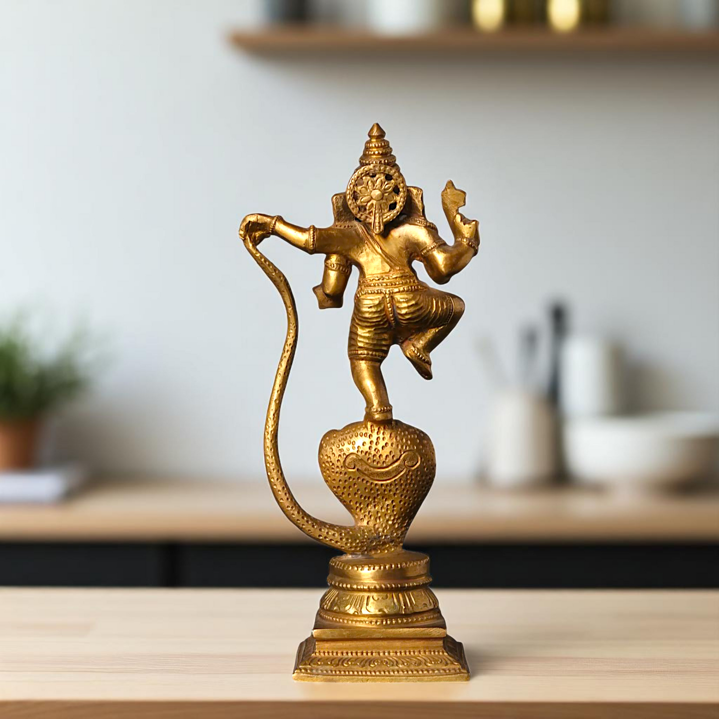 Ganesha Ganpati Dancing on sheshnag with Blessing Bronze/Panchaloha idol - 9 Inches Nikuressence