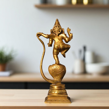 Ganesha Ganpati Dancing on sheshnag with Blessing Bronze/Panchaloha idol - 9 Inches Nikuressence