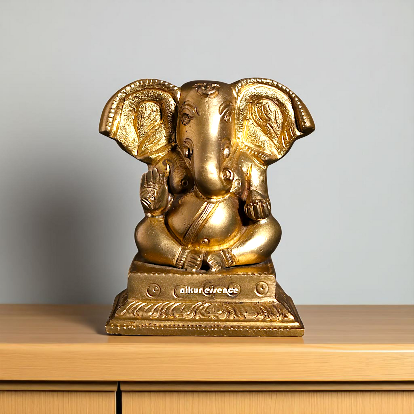 Bronze/Panchaloha Ganesha Ganpati seated with Blessing statue - 3 Inches Nikuressence
