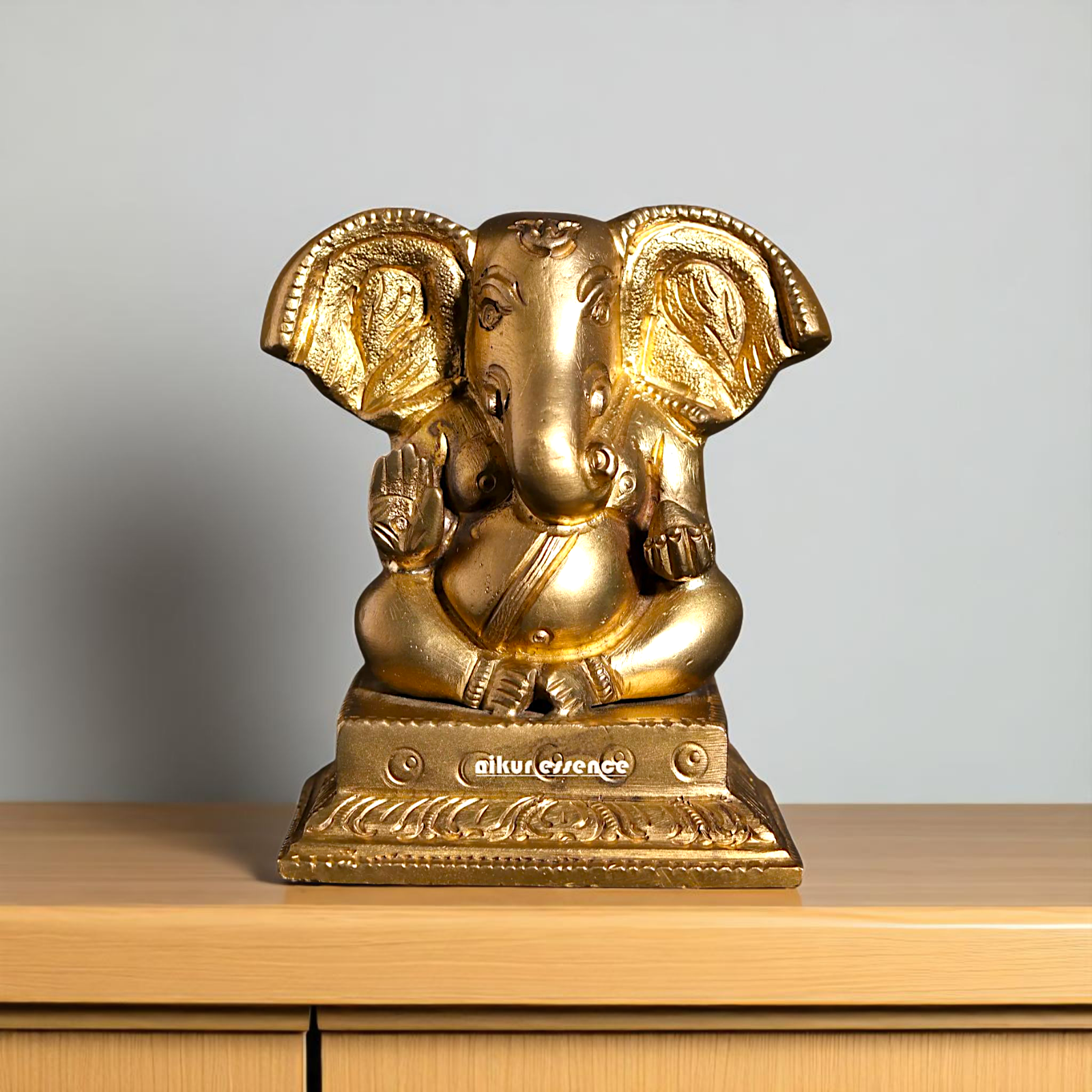 Bronze/Panchaloha Ganesha Ganpati seated with Blessing statue - 3 Inches Nikuressence