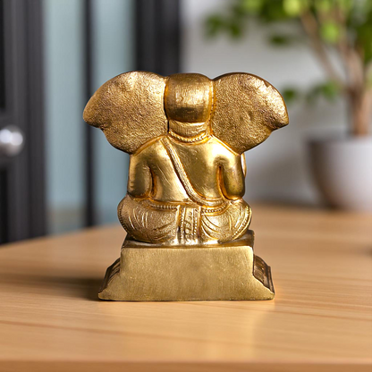 Bronze/Panchaloha Ganesha Ganpati seated with Blessing statue - 3 Inches Nikuressence