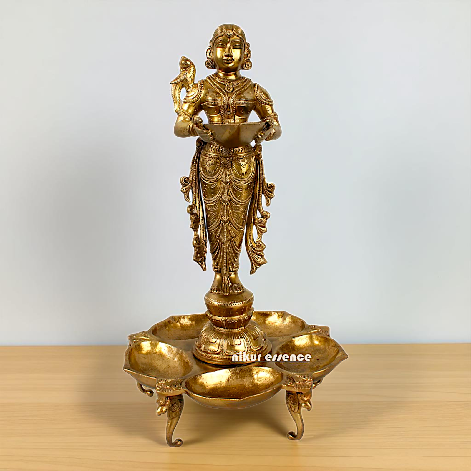 Big Deepa Lakshmi standing Pooja Bronze/Panchaloha idol - 17 Inches Nikuressence